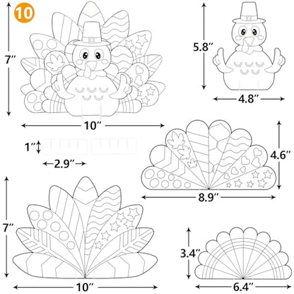 Fancy Land Thanksgiving Crafts for Kids DIY Turkey Puzzle Crafts 10 Sets