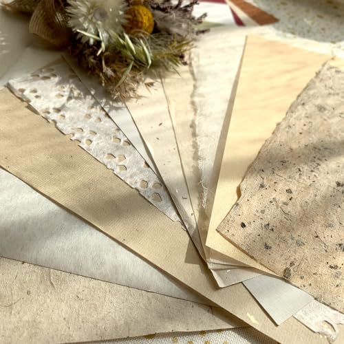 LewuwoPoing 40Pcs Handmade Scrapbook Art Paper Set，Journaling Supplies Craft Textured Colorful a5 handmade paper sheet Mesh Special paper mixed for Junk Journal DIY Materials,5x8 inches size 20 styles