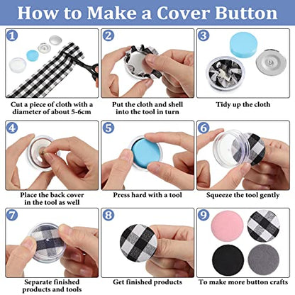 100 Sets Cover Buttons Kit with Tools - Size 60/1.5 Inch DIY Fabric Cloth Cover Buttons with Wire Backs - size: Size 60 / 1.5 Inch