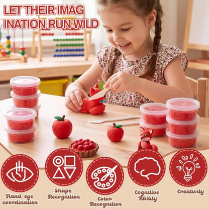 VioraWhite 48 Pcs Air Dry Clay Bulk 1.6lb Modeling Clay Kit,Red - color: Red