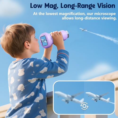 Odatay 2.4" 4K 1000X Digital Kids Microscope with 32G Card 12 Slides Purple - color: Dark Purple