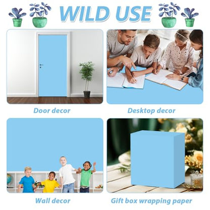 Sky Blue Bulletin Board Paper Roll Light Blue Bulletin Board Background Paper Back to School Classroom Decoration Poster for Art Craft DIY Projects Home Office Classroom Party Supplies 17.7in x 20ft - style: Sky Blue