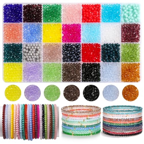 3080pcs 4mm Crystal Beads for Jewelry Making, Bracelets Making Kit - color: 28 color
