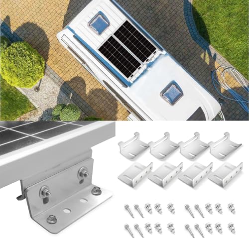 Newpowa Solar Panel Mounting Curved Z Bracket with Nuts and Bolts for RV, Boat, Wall, Off Grid Roof Installation A Set of 4 Silver Aluminum (1 Set) - size: UV Curved Surface*1