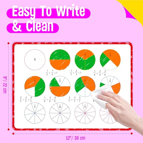8 Packs Fraction Manipulative Whiteboards, Double-Sided Dry-Erase Number Line Bars, Writable and Erasable Math Learning White Board for Kids, 4th-8th Grade Students, Classroom, Home (12” x 9”) - color: Fraction Manipulative Whiteboards