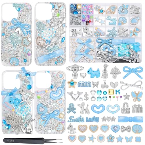 EIiovcnya 2380 Pcs Junk Case Charms Kit - DIY Phone Charms & Nail Art - color: Blue tones