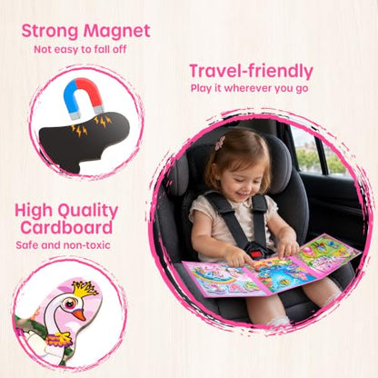 SYNARRY Magnetic Unicorn Mermaid Princess Puzzles for Kids 3-5, Travel Toys