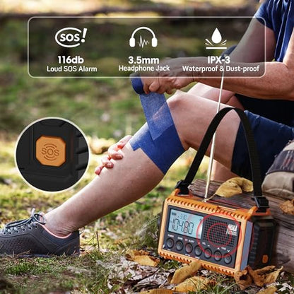 NOAA Weather Alert Radio, 5000mAh Solar Hand Crank Emergency Radio - color: Wax Yellow