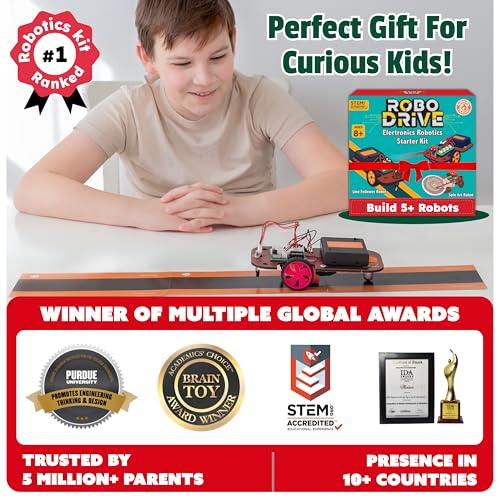 Butterfly EduFields 5in1 STEM Electronics Robotics Kit for Ages 8-10-12-13 - style: Smart Robot Car Kit