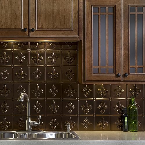 FASÄDE Fleur-de-lis Decorative Vinyl Backsplash 15 sq ft Kit in Oil-Rubbed Bronze - color: Oil-Rubbed Bronze