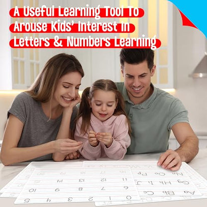 8 Packs Alphabet & Number Whiteboards, Double Sided Dry Erase Board Letters Numbers Tracing Writable and Erasable Handwriting Board for Kids, Students, Classroom and Home (Each Measures 12” x 9”) - color: Alphabet & Number Whiteboards