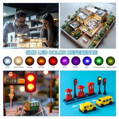 PATIKIL 1206 Pre-Wired Micro LED, 12 Pcs 9-12V Pre-soldered Mini Light Emitting Diodes Surface Mount Device for Model, DIY, 9.8" Length, Red - color: Red, size: 1206