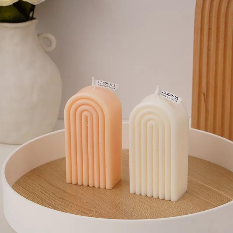 Candle Molds - Silicone Mold for Candles Making, DIY 3D Moulds for Soy Wax, Beeswax, Scented Candle, Valentine's Day Gifts (Wave Geometric Pillar) - color: Door