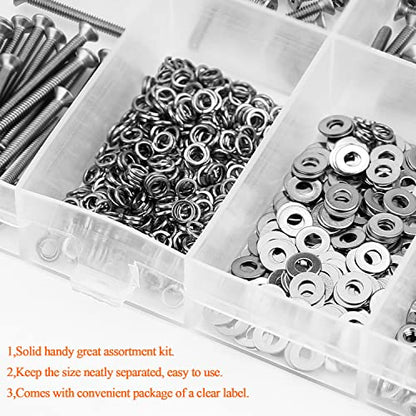 HELIFOUNER 560 Pieces M2 x 4mm /6mm /8mm /10mm /12mm /16mm /20mm, Countersunk Head Socket Cap Screws Bolts Washers Nuts Kit, 304 Stainless Steel - size: M2, style: Countersunk Head Socket Cap