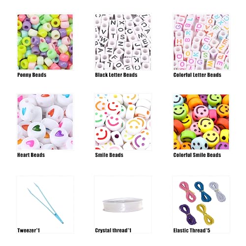 LIS HEGENSA 24Color 1000PCS Kandi Pony Beads Bracelets Jewelry Making Kits - size: 24Color(1000PCS)