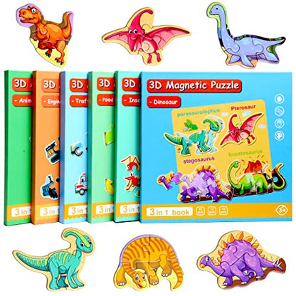 Magnetic Puzzles for Kids Ages 3-5, Travel Toddler Dinosaur Puzzle Toy - style: Dinosaur