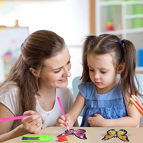 YUE ZHE 12 PCS Butterfly Diamond Art Kits for Adults Double Sided Diamond Art Keychains Butterfly DIY 5D Painting Keychains Kits for Adults Beginners DIY Crafts - color: Butterfly