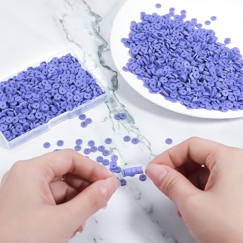 6mm Polymer Clay Beads for Bracelets Making 1000PCS - color: Light purple