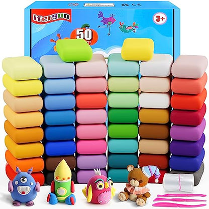 ifergoo Air Dry Clay, 50 Colors Magic Foam DIY Molding Clay for Slime - color: 50 Colors