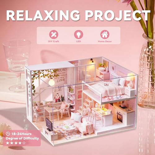 Flever Dollhouse Miniature DIY House Kit Creative Room with Loft Apartment Scene for Romantic Artwork Gift (Tranquil Life) - color: Tranquil Life