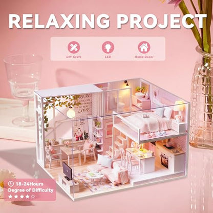 Flever Dollhouse Miniature DIY House Kit Creative Room with Loft Apartment Scene for Romantic Artwork Gift (Tranquil Life) - color: Tranquil Life