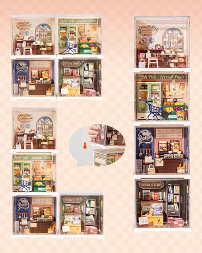 Rolife Super Creator Mini Series Tea-Break, DIY Plastic Miniature Kits Retail Store Series, Mini Model House Building Set for Teens Aged 14+, DIY Crafts/Hobbies for Adults (Honey Tea Lounge) - style: Honey Tea Lounge