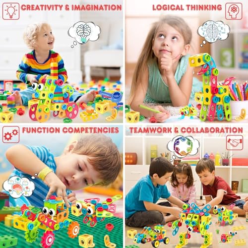 Contixo ST3 Kids Toys - 223 PCs 3D Building Blocks STEM Construction Playboards Creativity, Imagination, Recreational, Educational for Children Toddler, 3+ Year Old Boys and Girls - style: STEM-223pcs