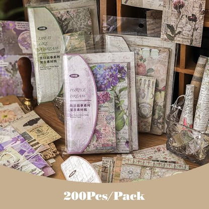 200Pcs Antique Decoupage Paper Rice Paper for Crafts Scrapbook (SetB)