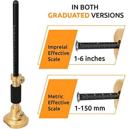 Clarke Brothers Wheel Marking Gauge Kit – 7" Brass Marking Tool with Anti-Roll Fence, Micro-Adjuster, Metric/Imperial Ruler, 2 Extra Cutters & Bolts, Woodworking Scribe Tool