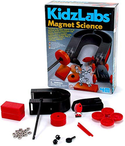 4M Magnet Science Kit - 10 Magnetic Experiments & Games (over 25 pieces to Build & STEM Learn From) - Power the Racer with a Magnet, Levitate a Magnet, Magnetic Yacht & Fishing, Boys & Girls, Age 8+ - style: Magnet Science Kit