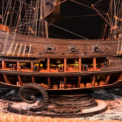 OcCre Flying Dutchman Ship Model Kit #14010 (Delux Set Model with Paints, Stand and LED Light) - color: Delux Set - Model with Paints, Stand and LED Lights