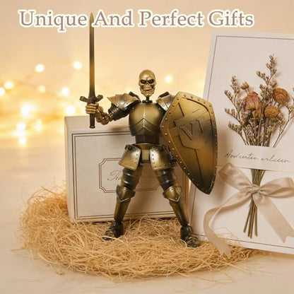 T13 Skeleton Knight Action Figure,DIY Posable Model Collectible Kit(Gold) - color: Gold