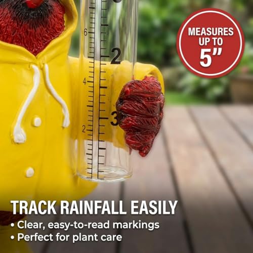 The Bridge Collection Cardinal in Raincoat Rain Gauge Statue Garden Decor