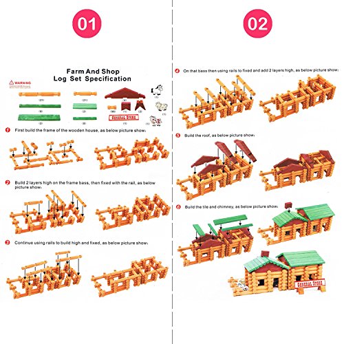 170 PCS Classic Building Log Toys, Wood Logs Set Set for Boy, Creative Construction Educational Gift for Kids Ages 3+ - style: 170 PCS