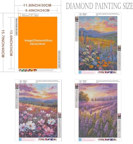 Axquilon 3 Pack Wild Flowers Diamond Art Kits for Adults 12x16 inch - color: 3-Pack Wildflowers