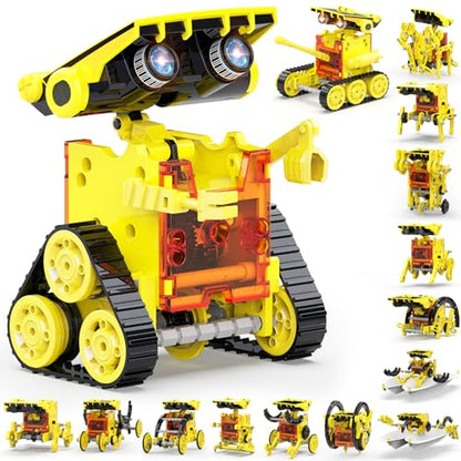 Wesfuner 30-in-1 STEM Solar Robot Kit Toys, 243 Pieces Educational Building Science Experiment Kit for Kids Aged 8-12, Birthday Gifts Kids Aged 8 9 10 11 12 13 Years Old(Yellow) - color: Yellow