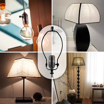 Lamp Making Kit,Make a Lamp or Repair Kit,3-Way Lamp Socket with Matching Cord Lamp Harp Set,Lamp Wiring Kit for Table Floor Lamp,Essential Hardware for DIY Lamp Design or Repair (Black, 1) - style: Black