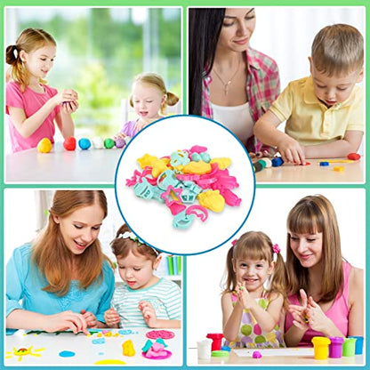 HyDren 40 Pcs Mini Dough Tools 1 Inch Cookie Cutters Sand Molds Colorful