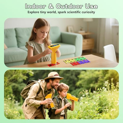 Odatay 1000X Digital Kids Microscope Kit with 12 Slides & 2" Screen, Orange - color: Orange