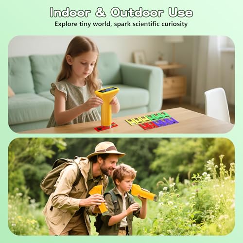 Odatay 1000X Digital Kids Microscope Kit with 12 Slides & 2" Screen, Orange - color: Orange