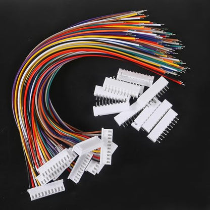 ACEIRMC 10Pairs JST-XH Connector Kit, XH 2.54mm 10 Pin Header Male and Female Connectors Plug Adapter with Flat Wire Cable 200mm 26AWG Compatible with JST XH (10P) - color: 10P