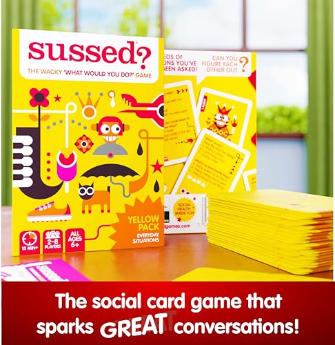 SUSSED The Wacky ‘What Would You Do’ Social Card Game - Age 6+, 2-8 Players - color: Hello Yellow (Hilarious Everyday Events Theme)