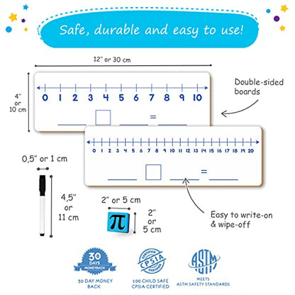 Simply Magic 12-Pack Double-Sided Dry Erase Number Line White Boards 4"x12"