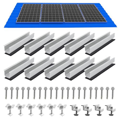 Solar Panel Mounting Brackets, Roof Mount Kit, 4pcs in A Row Assembly - size: 4pc-panel