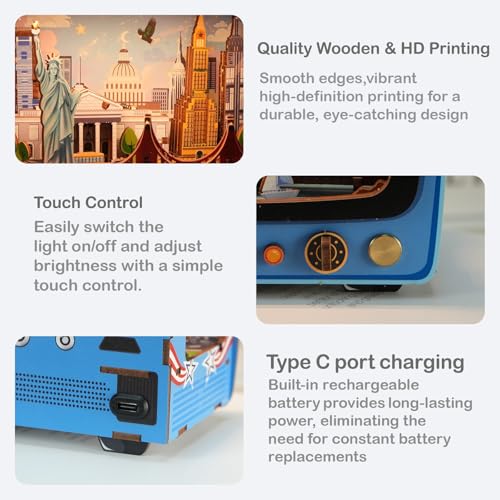 Shuttle to New York 3D Wooden Puzzle with LED Lights, DIY Model Craft Kit for Adults & Kids, Creative Building Set and Unique Home Decor Gift - style: Shuttle to New York