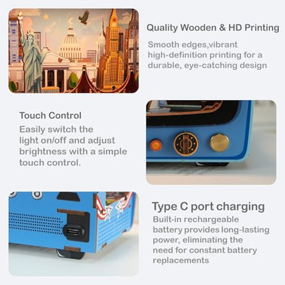Shuttle to New York 3D Wooden Puzzle with LED Lights, DIY Model Craft Kit for Adults & Kids, Creative Building Set and Unique Home Decor Gift - style: Shuttle to New York