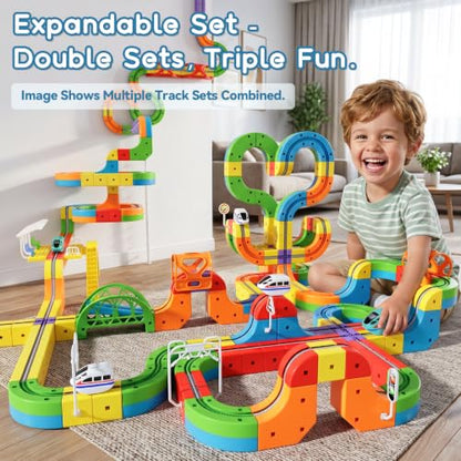 SOCBTNSO 156 PCS KlickRail 3D Modular Electric Train Set for Kid 3-8 - size: 156PCS