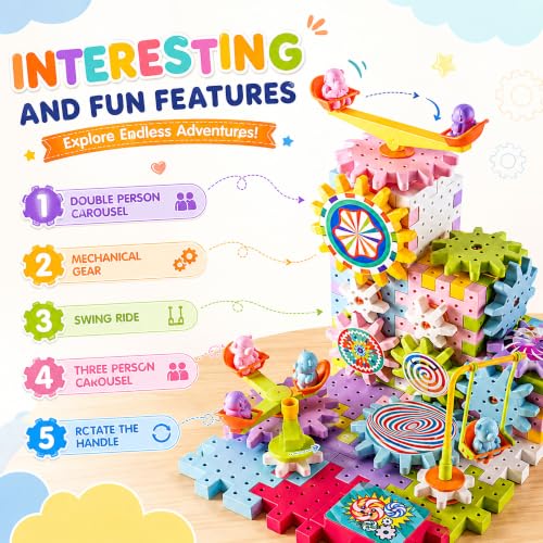 Electric Gear Building Blocks Set for Kids 3-8 with Motor - size: 165 Pcs Set