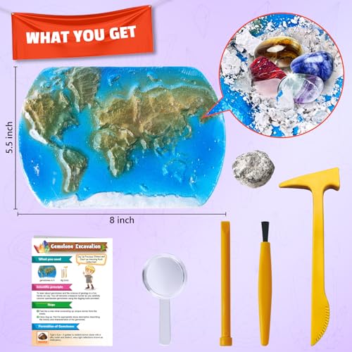 UNGLINGA Gemstones Excavate Gem Rock Dig Kit for Kids Boys Girls Gift Idea