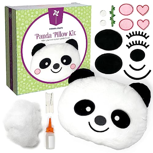 Pinwheel Crafts Beginner Sewing Kit for Kids 8-12 with DIY Panda Pillow - color: Panda Pillow-White
